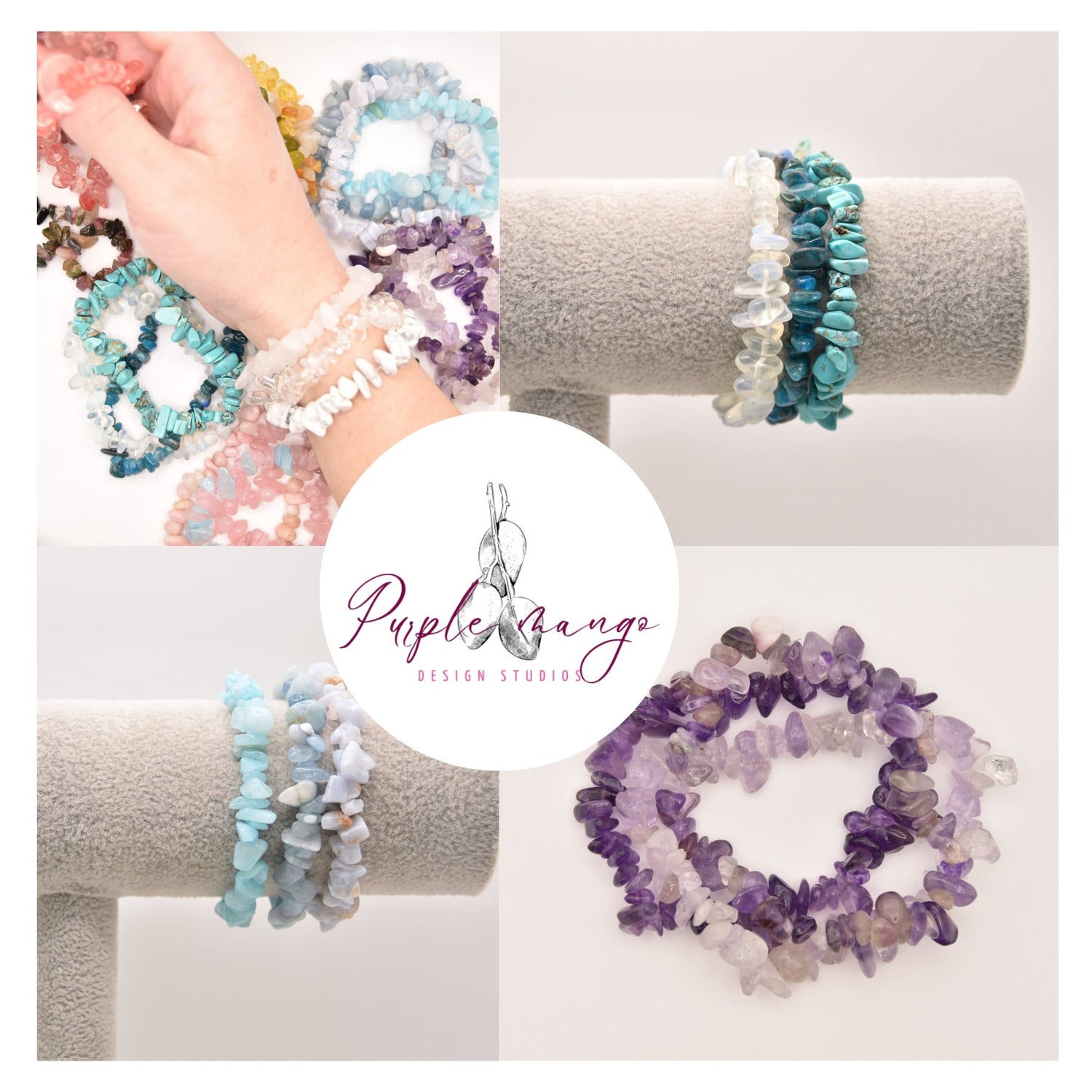 Crystal & Stone Chip Bracelets