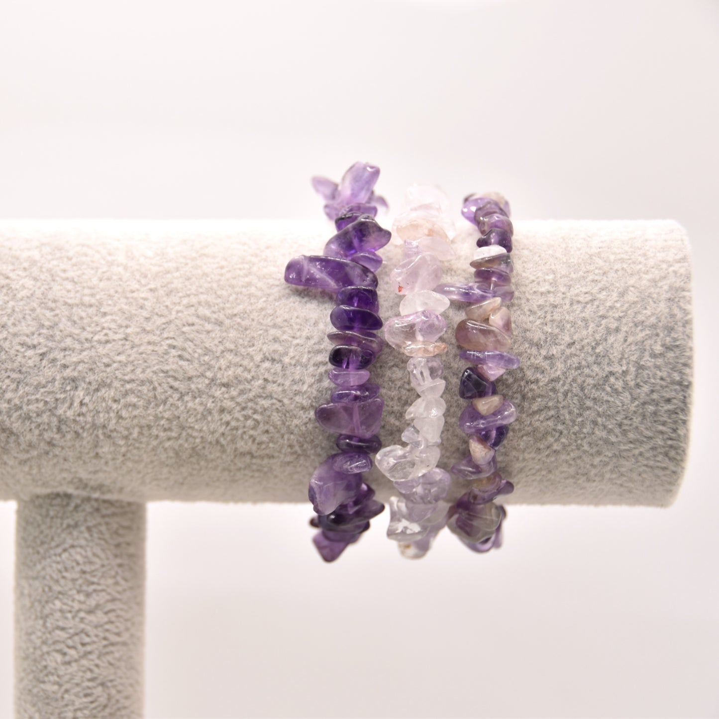 Purple Jade, Amethyst & Dark Amethyst Bracelet Trio